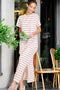 Peach Striped Side Slit Maxi Dress