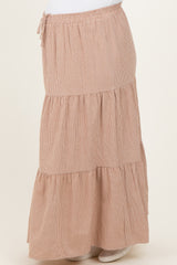 Taupe Gingham Tiered Maternity Maxi Skirt