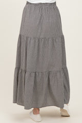 Black Gingham Tiered Maternity Maxi Skirt