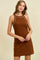Brown Ribbed Sleeveless Mini Dress