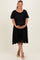Black Lace Sweetheart Neck Short Sleeve Maternity Plus Midi Dress
