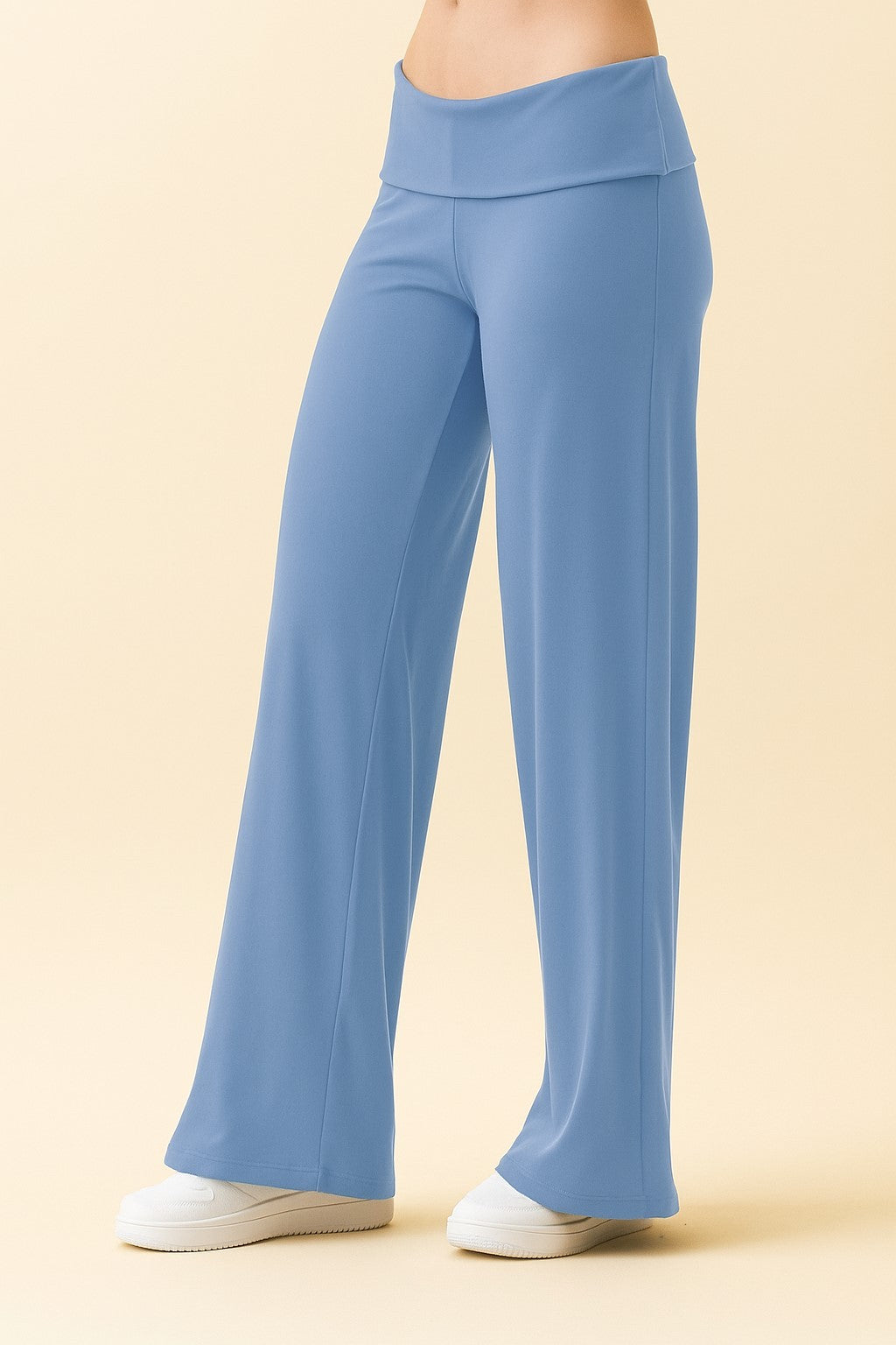 Light Blue Wide Leg Fold Over Lounge Pants
