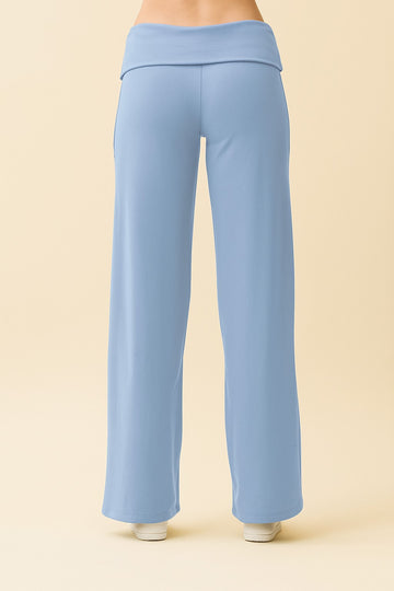 Light Blue Wide Leg Fold Over Lounge Pants