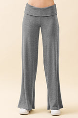Grey Wide Leg Fold Over Lounge Pants