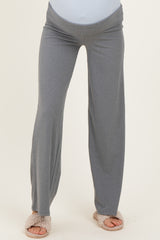 Grey Wide Leg Fold Over Maternity Lounge Pants