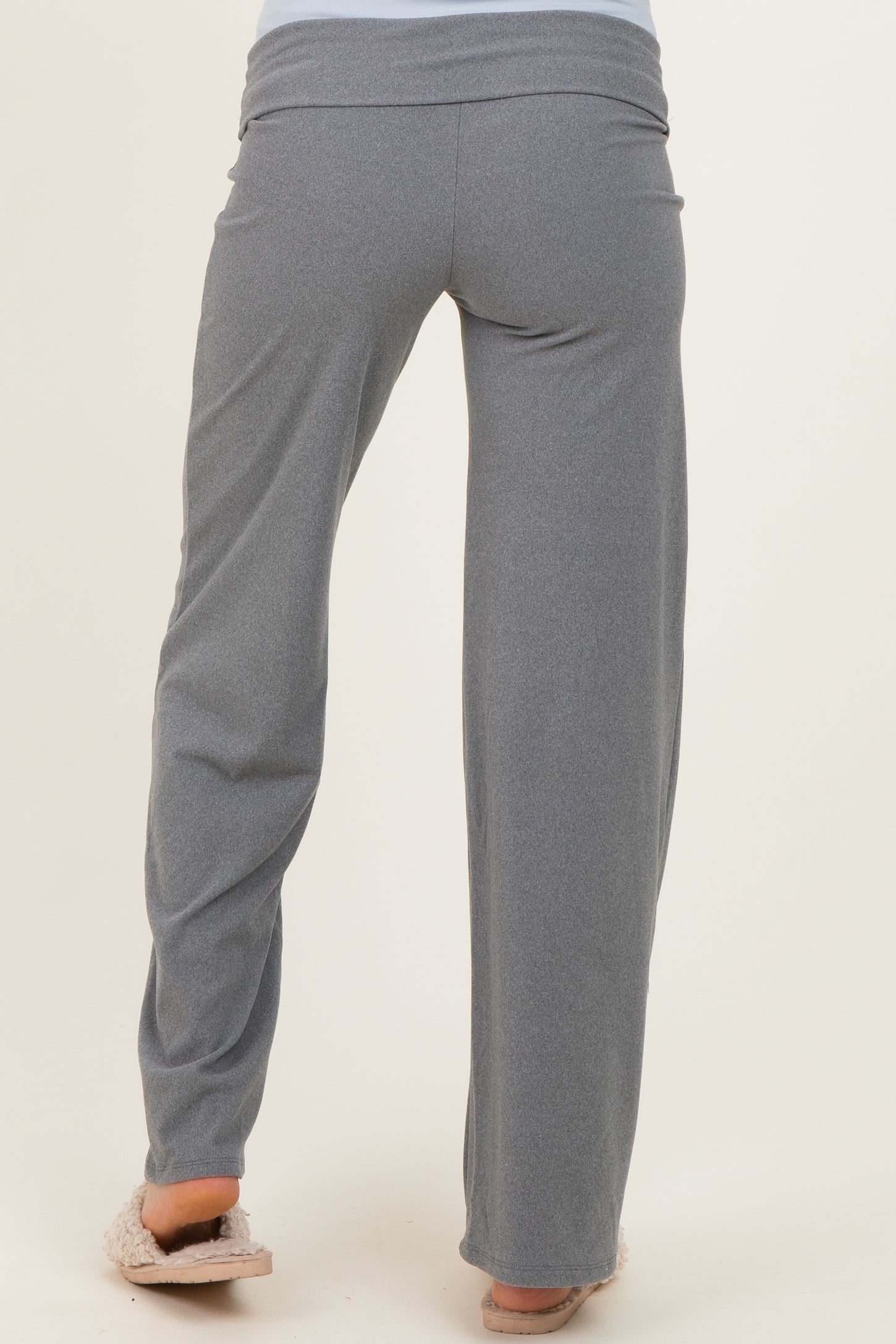 Grey Wide Leg Fold Over Maternity Lounge Pants