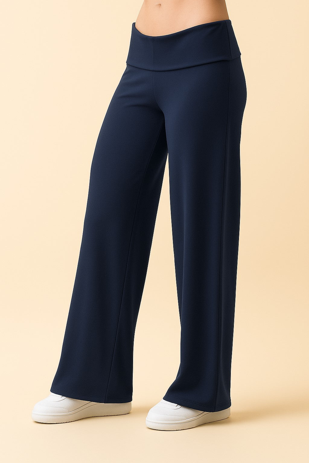 Navy Wide Leg Fold Over Lounge Pants