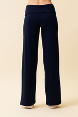 Navy Wide Leg Fold Over Lounge Pants