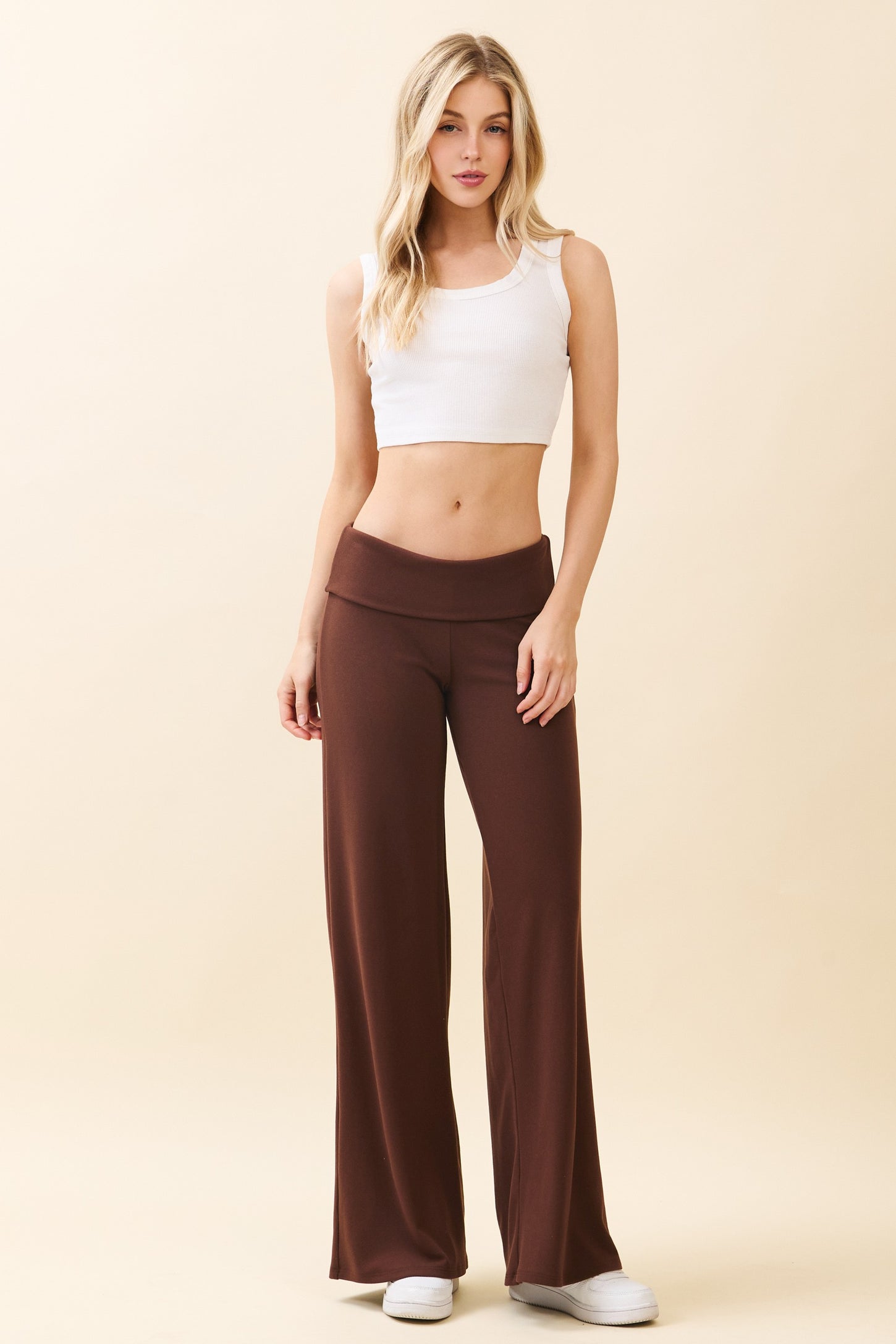 Cocoa Wide Leg Fold Over Lounge Pants