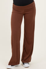 Cocoa Wide Leg Fold Over Maternity Lounge Pants