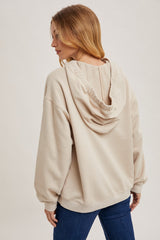 Oatmeal Split Neckline Hoodie