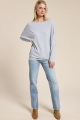 Heather Grey Ribbed Dolman Top