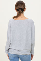 Heather Grey Ribbed Maternity Dolman Top