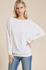 Ivory Ribbed Dolman Top