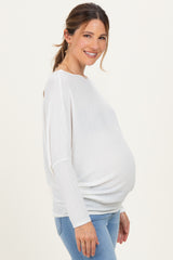Ivory Ribbed Maternity Dolman Top