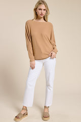 Camel Ribbed Dolman Top