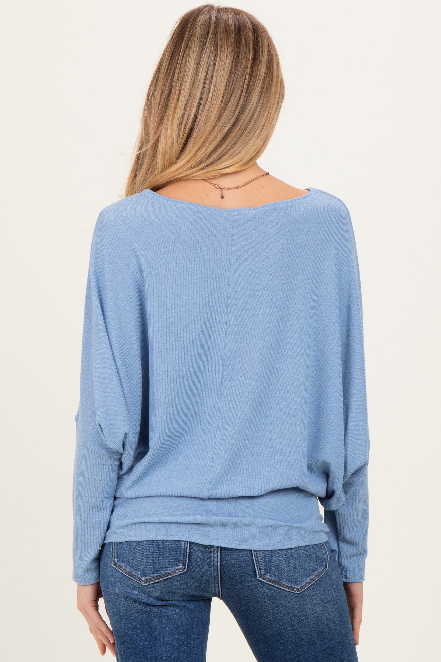 Light Blue Ribbed Maternity Dolman Top
