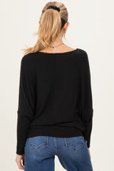 Black Ribbed Maternity Dolman Top