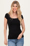Black Ribbed Rounded Square Neck Top