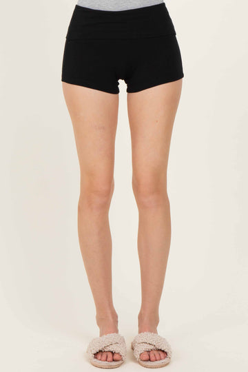 Black Foldover Waistband Shorts