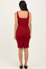 Merlot Ribbed Square Neck Tank Dress
