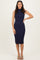 Navy Ribbed Mock Neck Midi Dress