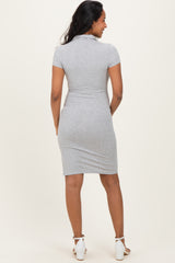 Heather Grey Polo Maternity Mini Dress
