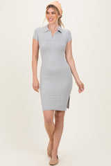 Heather Grey Polo Maternity Mini Dress
