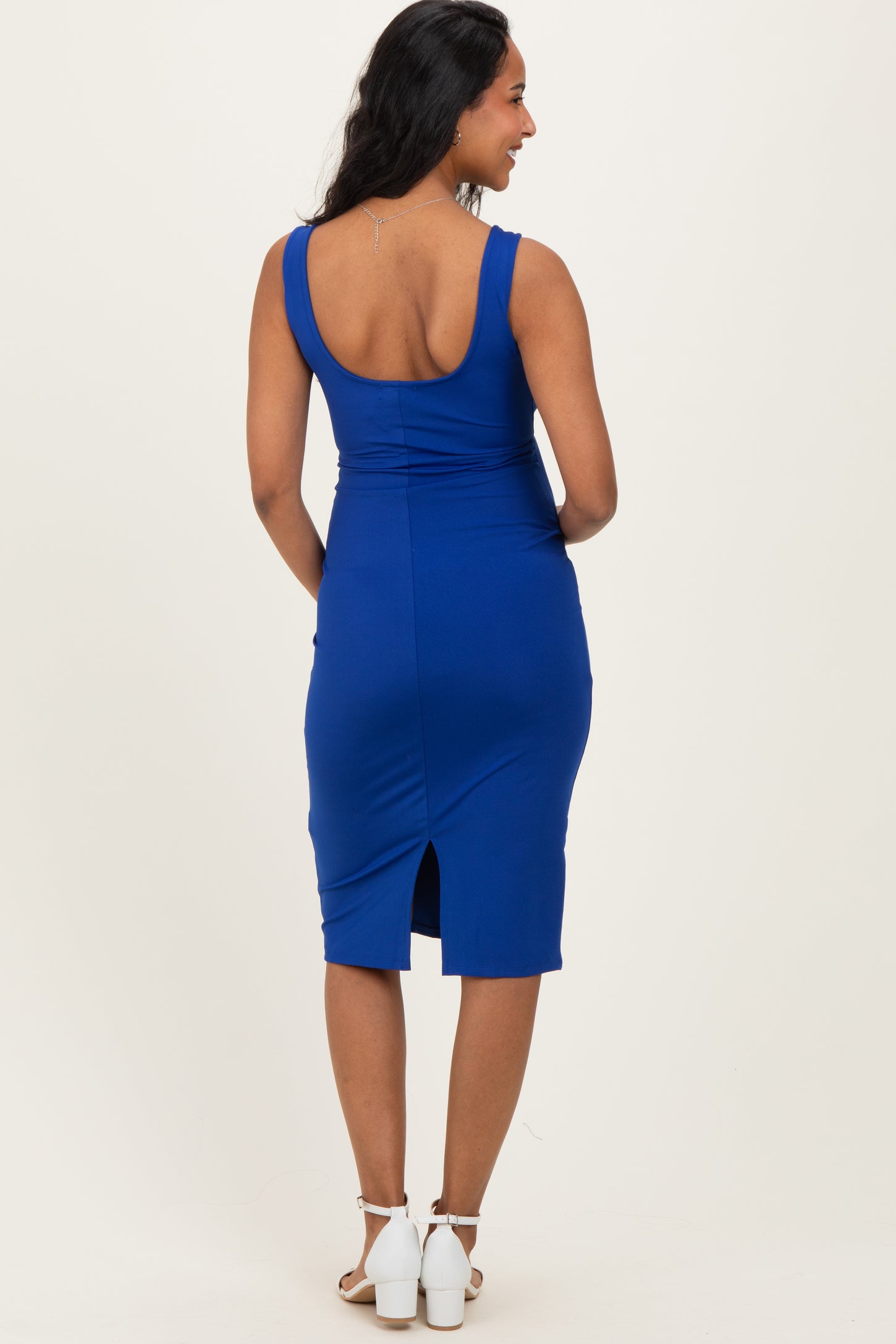 Royal Blue Square Neck Maternity Tank Dress
