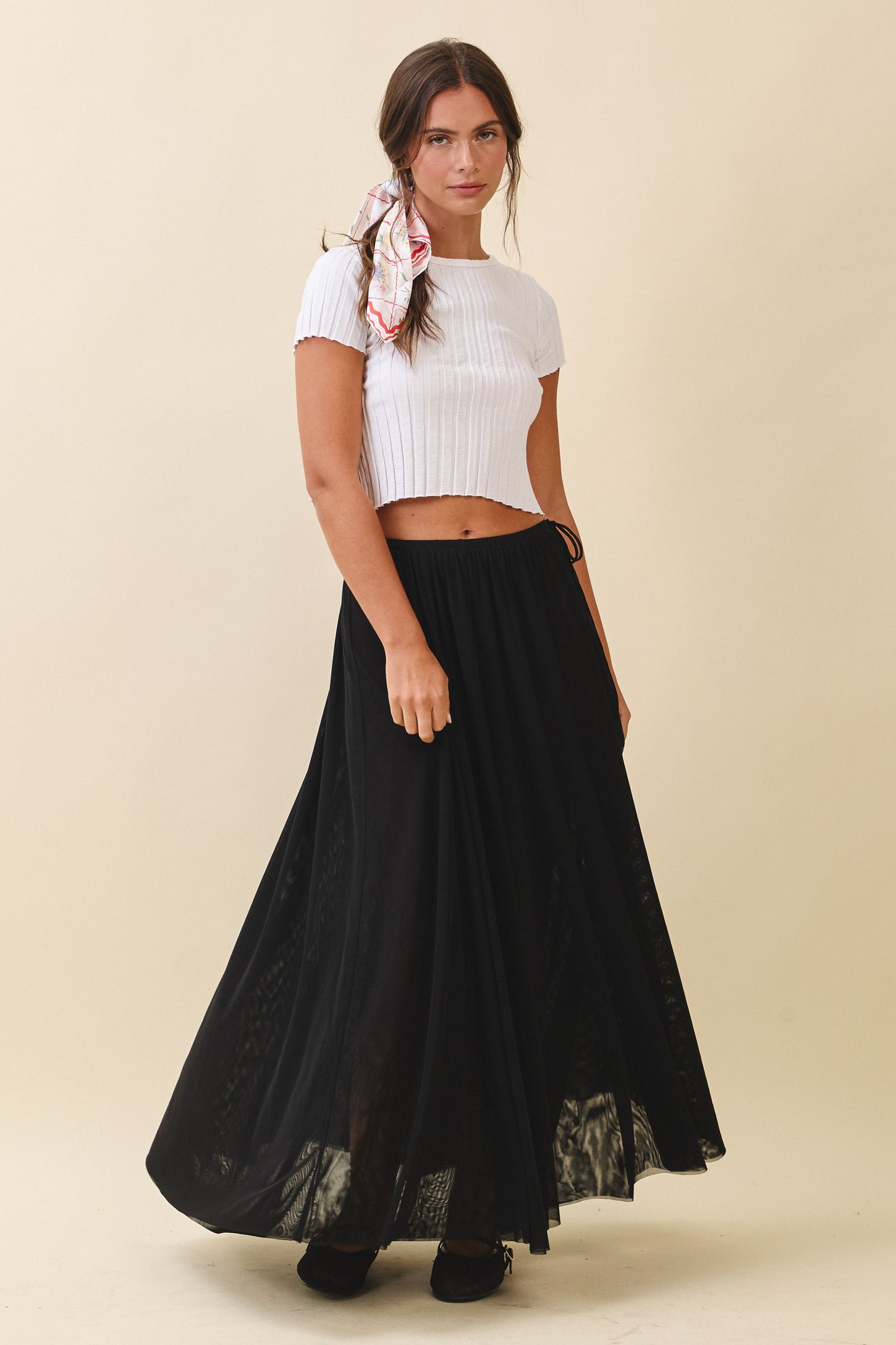 Black Mesh Maxi Skirt