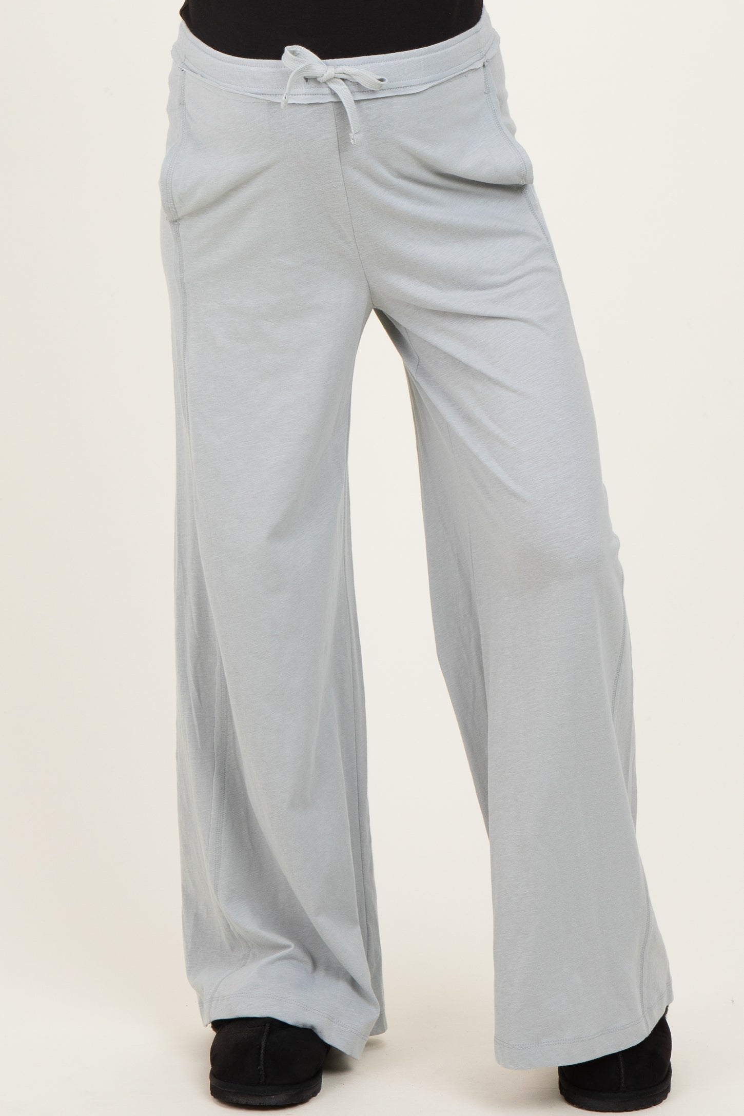 Light Grey Drawstring Wide Leg Maternity Lounge Pant