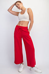 Red Ankle Wide Leg Lounge Pants