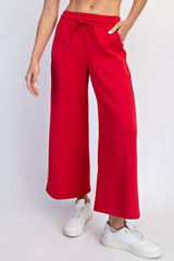 Red Ankle Wide Leg Lounge Pants