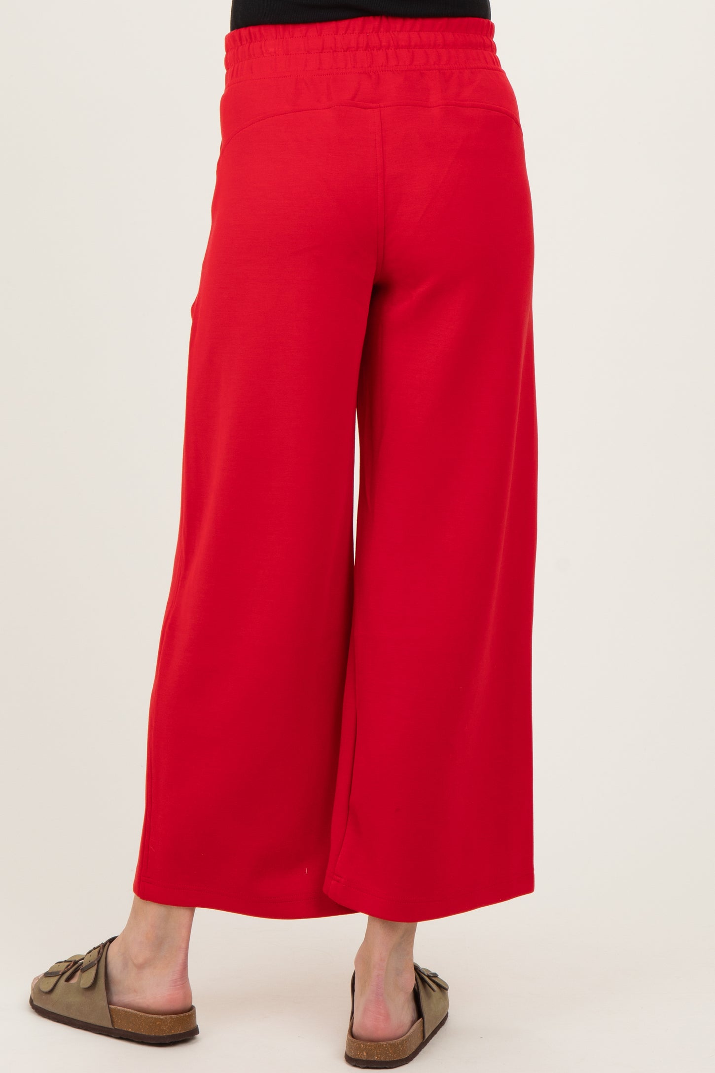 Red Ankle Wide Leg Maternity Lounge Pants