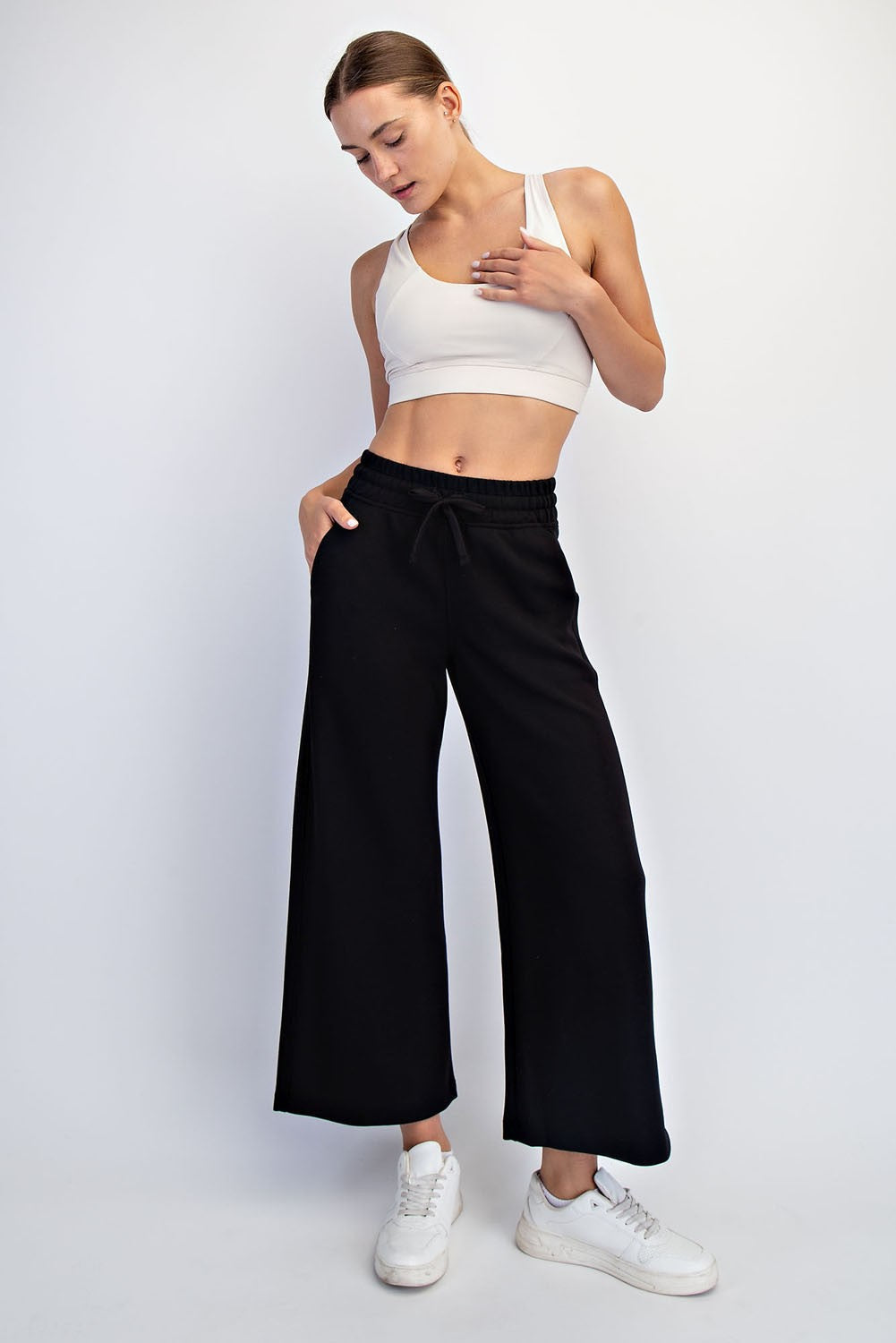 Black Ankle Wide Leg Maternity Lounge Pants