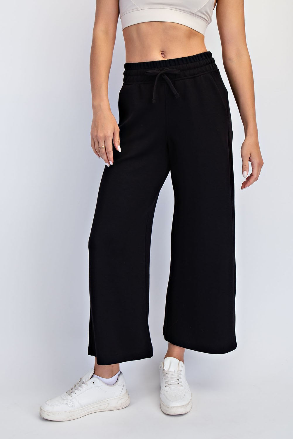 Black Ankle Wide Leg Lounge Pants