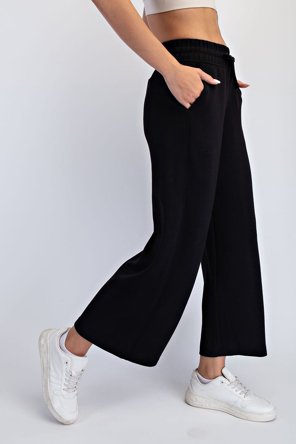 Black Ankle Wide Leg Lounge Pants