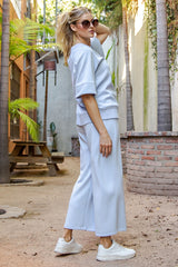 Light Blue Ankle Wide Leg Lounge Pants
