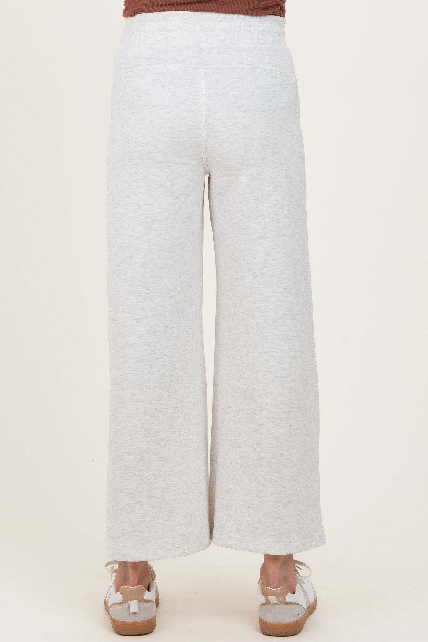 Light Heather Grey Ankle Wide Leg Maternity Lounge Pants