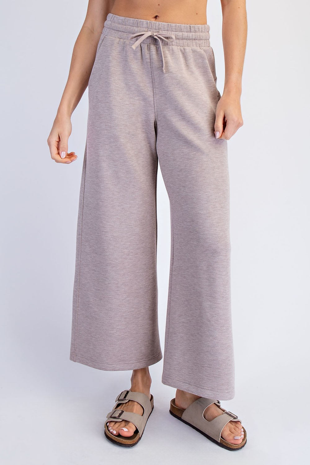 Heather Taupe Ankle Wide Leg Maternity Lounge Pants