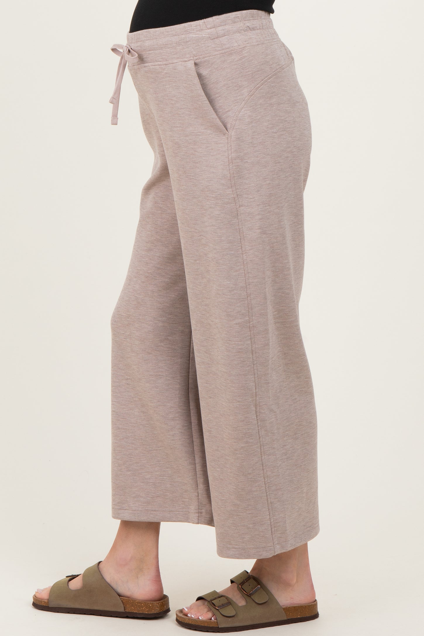 Heather Taupe Ankle Wide Leg Maternity Lounge Pants