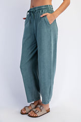 Teal Mineral Wash Barrel Leg Lounge Pants