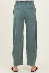 Teal Mineral Wash Barrel Leg Maternity Lounge Pants
