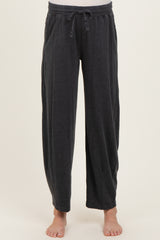 Black Mineral Wash Barrel Leg Maternity Lounge Pants