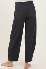 Black Mineral Wash Barrel Leg Maternity Lounge Pants