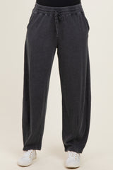 Black Mineral Wash Barrel Leg Lounge Pants