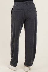 Black Mineral Wash Barrel Leg Lounge Pants