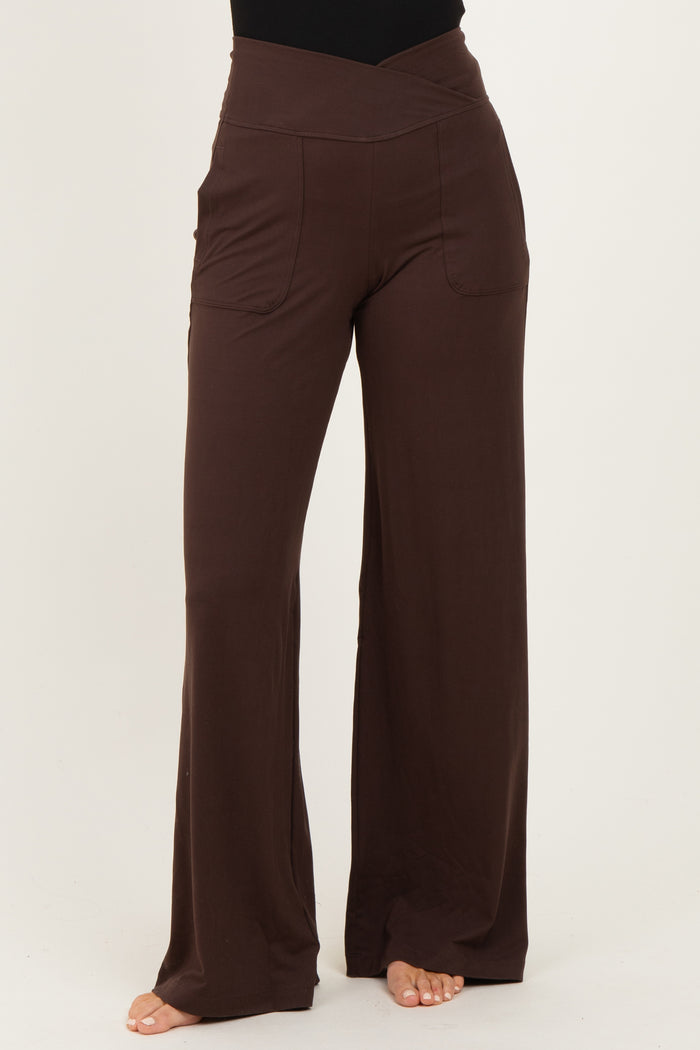Espresso Crossover Waist Active Wide Leg Pant