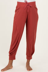 Brick Waffle Knit Raw Seam Maternity Joggers