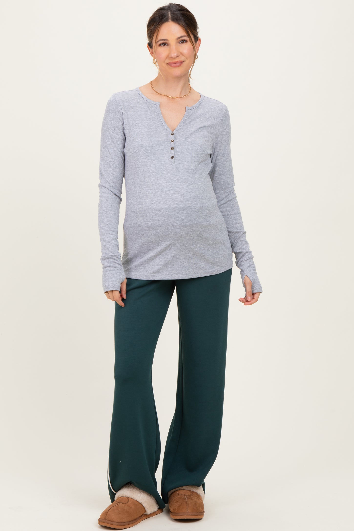 Forest Green Stripe Detail Maternity Lounge Pants